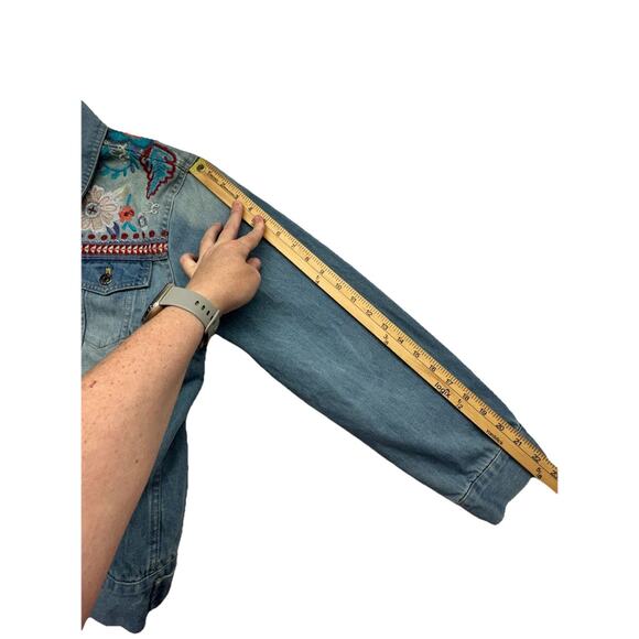 Johnny Was Workshop Jean Jacket Womens XL Oman Embroidered Floral - Picture 6 of 12